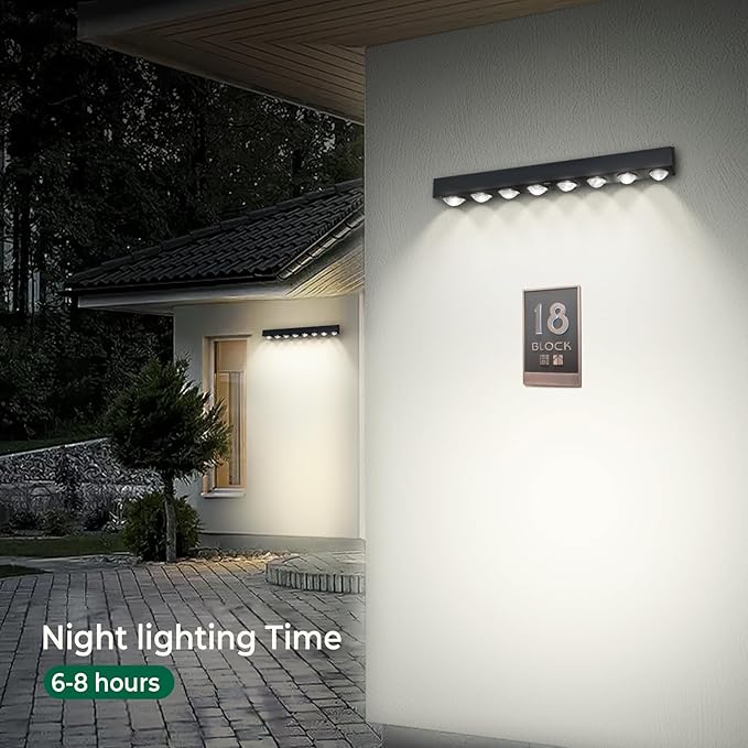 8 Pack Solar Sign Lights Outdoor Waterproof 4000K Warm White Solar Lights with Dusk to Dawn Sensor for Real Estate Signs House Numbers Address Plaques Yard Patio Porch &amp Commercial Signs