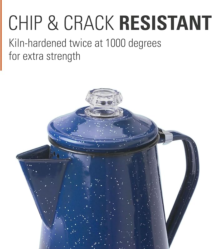 GSI Outdoors Percolator Coffee Pot | Enamelware Campfire Coffee Boiler Kettle for Outdoor Camping Cookware Cabin RV Kitchen Hunting &amp Backpacking