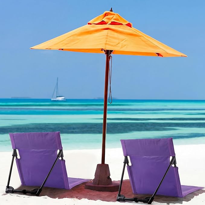Karenhi 2 Pcs Foldable Poolside Chairs Portable Beach Chair Folding Poolside Chairs for Edge of Pool for Adults Traveling Camping Picnic Lawn Accessories (Purple)