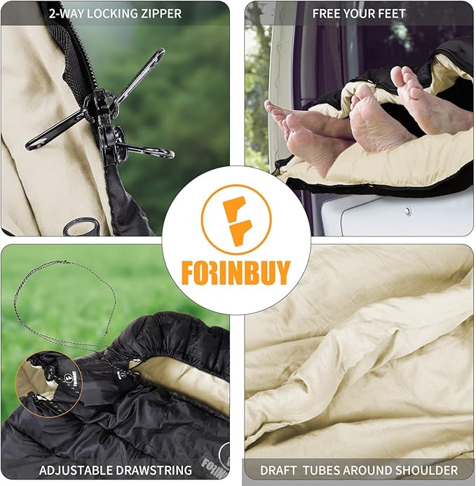 Double Sleeping Bag for Adults 3-Season Queen Size 2 Person Waterproof Sleeping Bag for Couples &amp Family Extra Soft &amp Large Camping Sleeping Bag for RV Travel Home Use (Fits Up to 6'2)