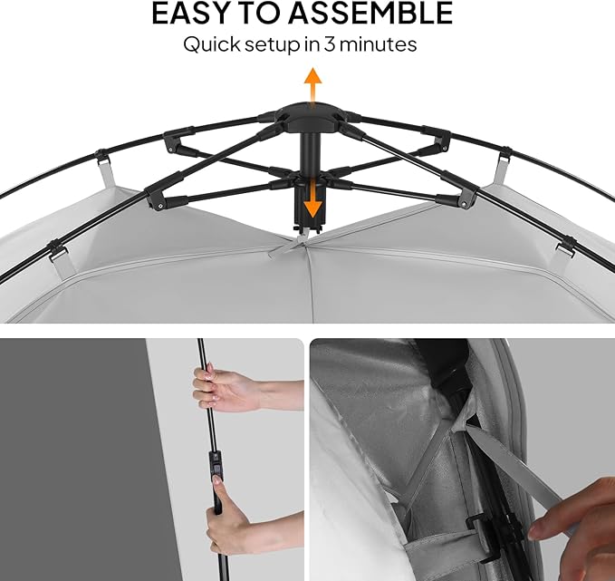 VINGLI 2 Room Shower Tent 7.5 FT Instant Pop Up Shelter with Carrying Bag Privacy Changing Room TentPerfect for Portable Toilet Camping Dressing Outdoor Indoor Easy Set Up