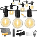 Brightown 108FT 52 LED Solar String Lights Outdoor with Remote &amp USB Port Shatterproof Bulbs Dimmable &amp Timable 3 Light Modes Patio Lights Solar Powered for Camping Backyard Garden Decor