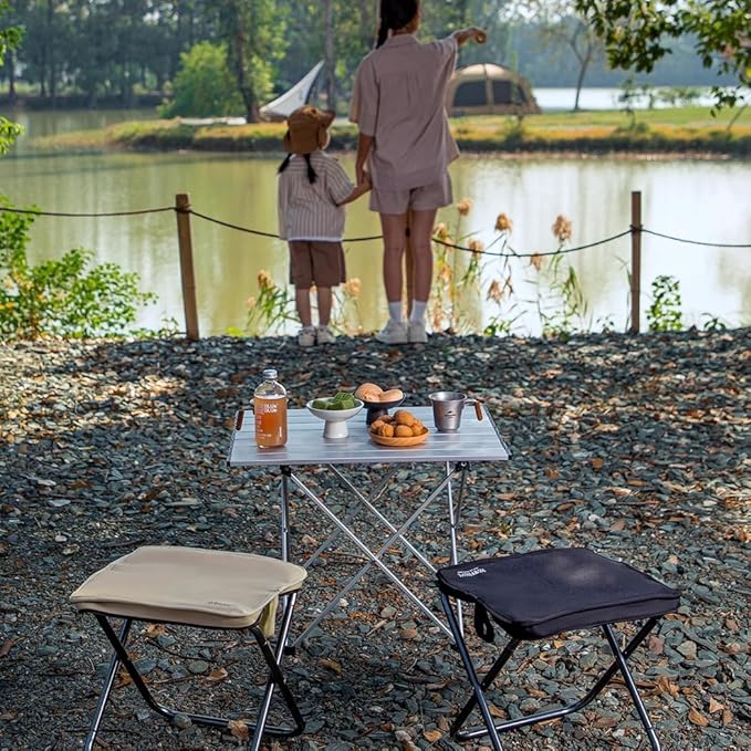 Portable Folding Chair Purse - Lightweight Compact Foldable Stool for Outdoor Hiking Picnic &amp City Commuting | Innovative Multi-Use Design with Easy Carry Function | Khaki Color