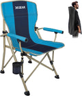 XGEAR Camping Chair with Padded Hard Armrest Sturdy Folding Camp Chair with Cup Holder Storage Pockets Carry Bag Included Support to 400 lbs