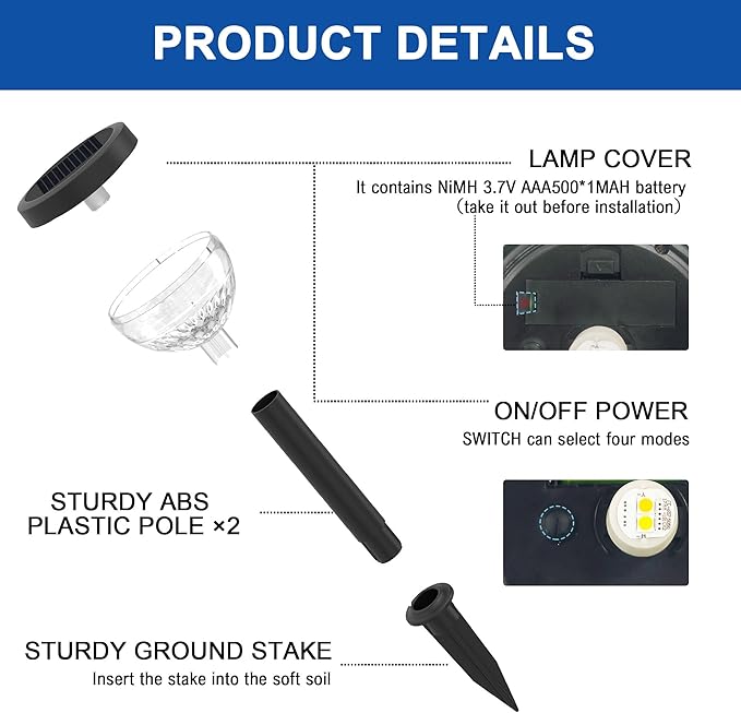 4 Pack Solar Flood Light Security LightsPathway Lights with 2CCT(Warm and Cool) Light ModesBright Pattern Solar Decorative Lights Outdoor