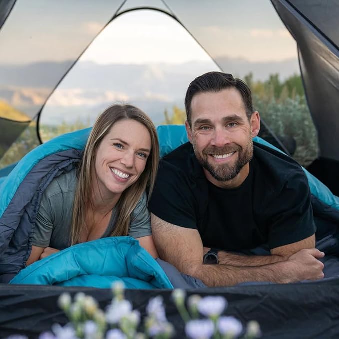 Teton Mammoth Queen Size Double Sleeping Bag- A Warm Bag The Whole Family can Enjoy – Great for Camping Hunting and Base Camp. Compression Sack Included