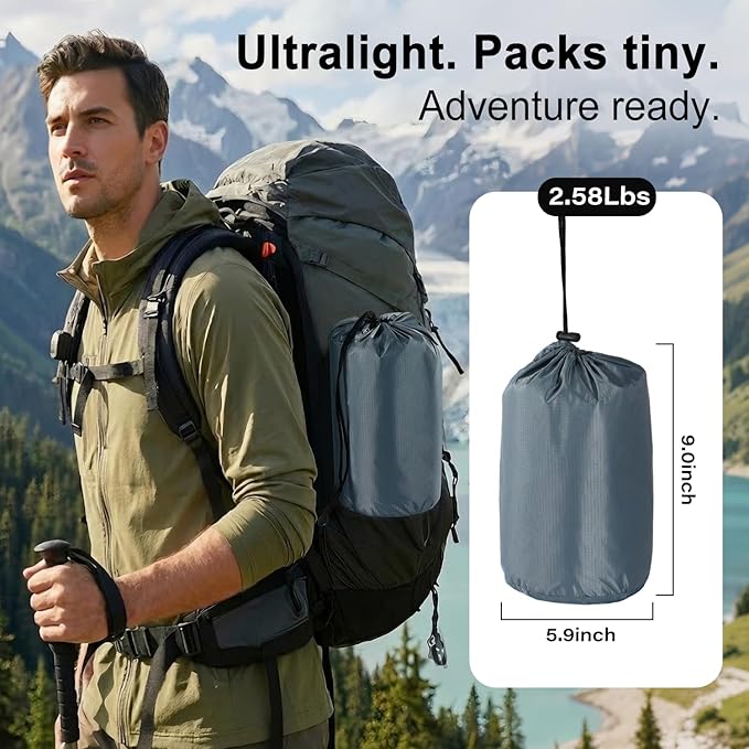 Sky Protection: LYN Lightweight Emergency Camping Tarp/Hammock Rain Fly-WaterproofRipstop FabricAnti-UV Shelter for Hiking Camping and Outdoor Adventure
