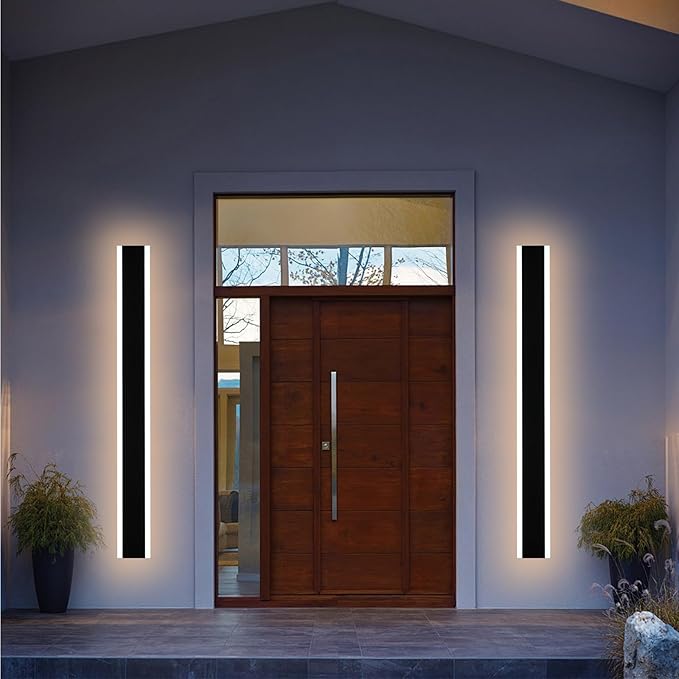 48-Inch Long Linear Outdoor LED Wall Sconce IP65 Waterproof Wall Lamp Entrance Lighting with Build-in Integrated LED &amp 5 Color Dimmable (3000K/3500K/4500K/5000K/6000K)