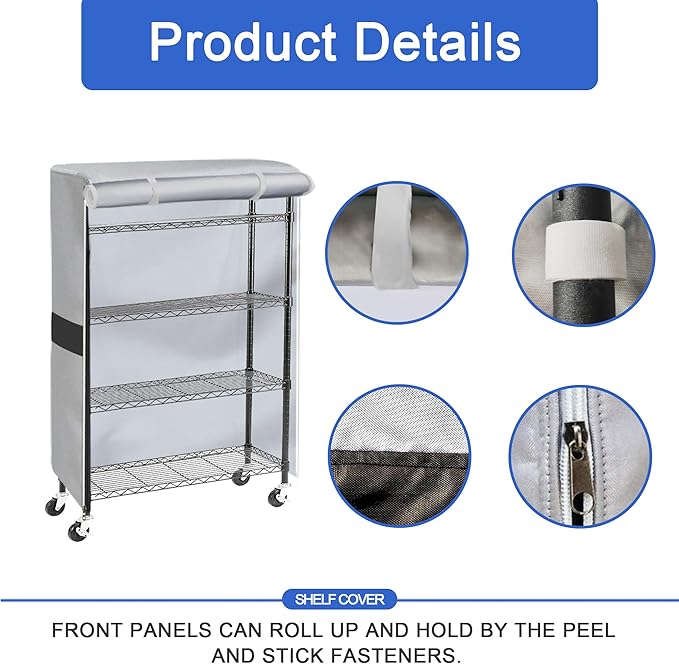 Rugged 600D Storage Rack Cover (36 x 18 x 72) - Water-Resistant &amp Dustproof Metal Shelving Protector - Heavy-Duty Oxford Fabric Shroud for Garage Workshop and Outdoor-Shed Storage