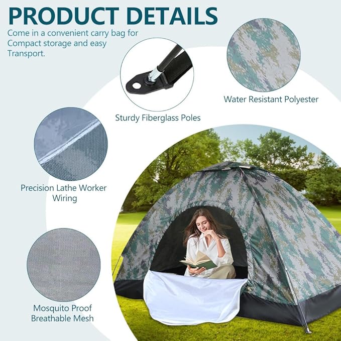 Camping Tent 2/3/4 Person Waterproof &amp Windproof Tents with Rain Fly and Carrying Bag Easy Setup Instant Family Travel Tent for Backpacking Hiking Camping