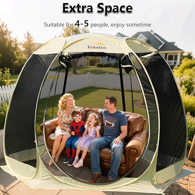 Pop Up Screen House 10'x10' Outdoor Screen Tent for Camping Screened Gazebo with Mosquito Netting Carry Bag