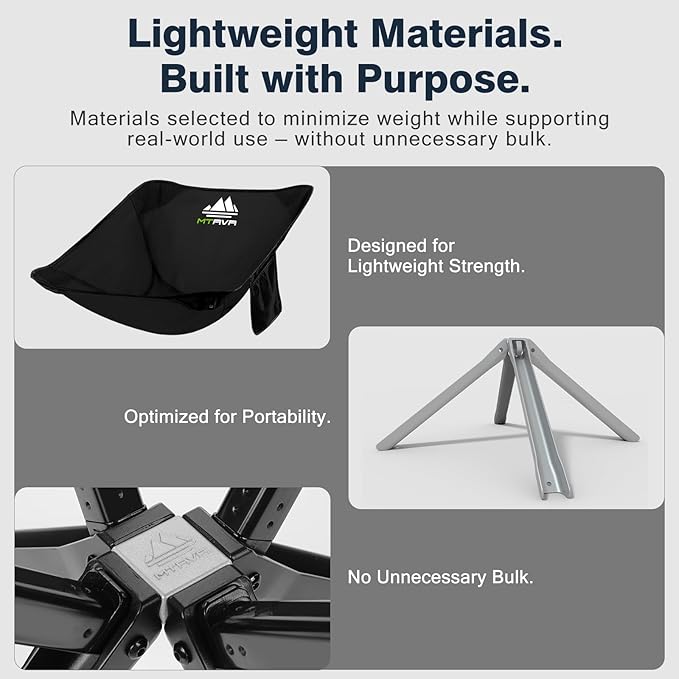 Lightweight Folding Camping Chair — Compact One-Piece Design Quick Setup Stable Aluminum Frame Portable Chair for Travel Hiking &amp Short Outdoor Breaks