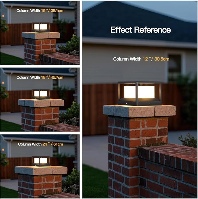 Outdoor Post Lights Hard Wired Modern 9.1 Column Lights AC100-240V Waterproof Pillar Lamp 3000K LED Landscape Lighting Fixture Fence Deck Cap Light for Outside Patio Garden Yard Illumination