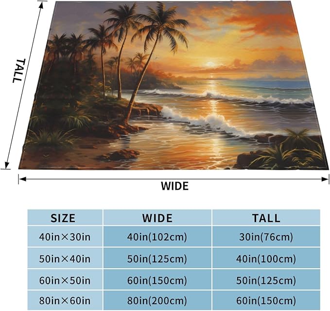 Lakeside Sunset Soft Fleece Blanket 60 * 50 inch Soft Sofa Blanket Suitable for Sofa Camping Travel Night Cover Blanket