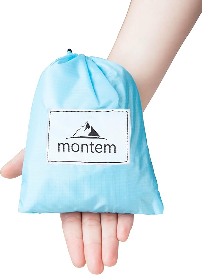 Montem Premium Pocket Blanket/Compact Picnic Beach Outdoor Camping Blanket Made from Premium Soft and Lightweight Water Resistant Material Ideal for Camping/Traveling/Hiking (Blue)