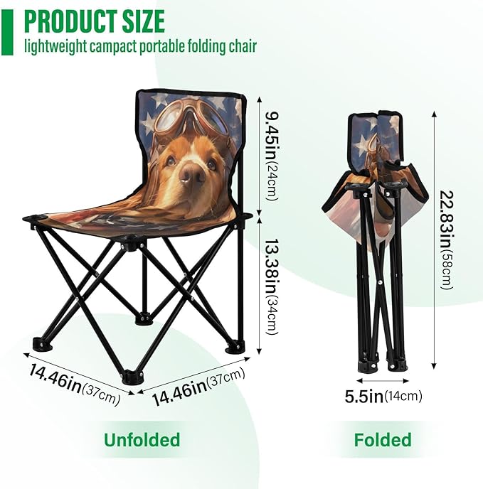 4th of July Independence Day Brown Dog Foldable Backpack Chairs for Adults Ultralight Backpacking Camp Chair Includes Carry Bag Hiking Chairs Backpacking Ultralight for Ice Fishing Concert