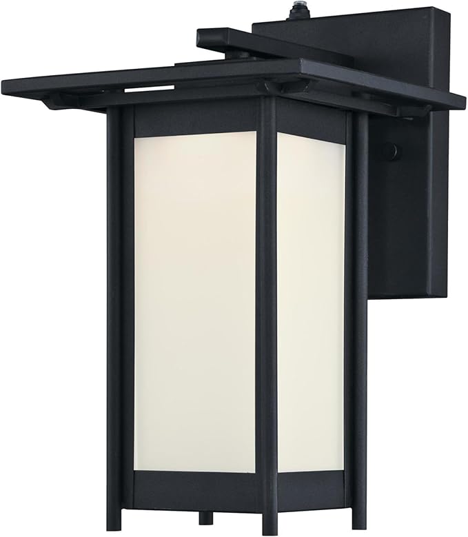 Westinghouse 6361100 Clarissa One-Light Led Outdoor Wall Fixture with Dusk to Dawn Sensor Textured Black