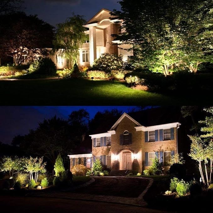 Youngine Pack of 2 12V Low Voltage LED Landscape Lights Waterproof Outdoor Walls Trees Flags Spotlights 5W COB Garden Yard Path Lawn Light with Spike Stand (Warm)NO Plug