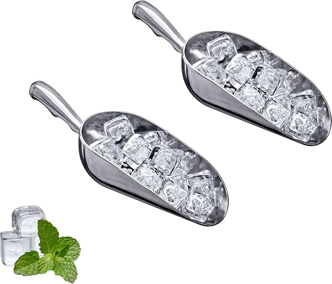 Amazing Abby - Elsa - 24-Ounce Aluminum Ice Scoops (Set of 2) Cast Aluminum Utility Scoops Food-Grade Good for Home and Commercial Use NOT Dishwasher-Safe Hand-Wash Recommended