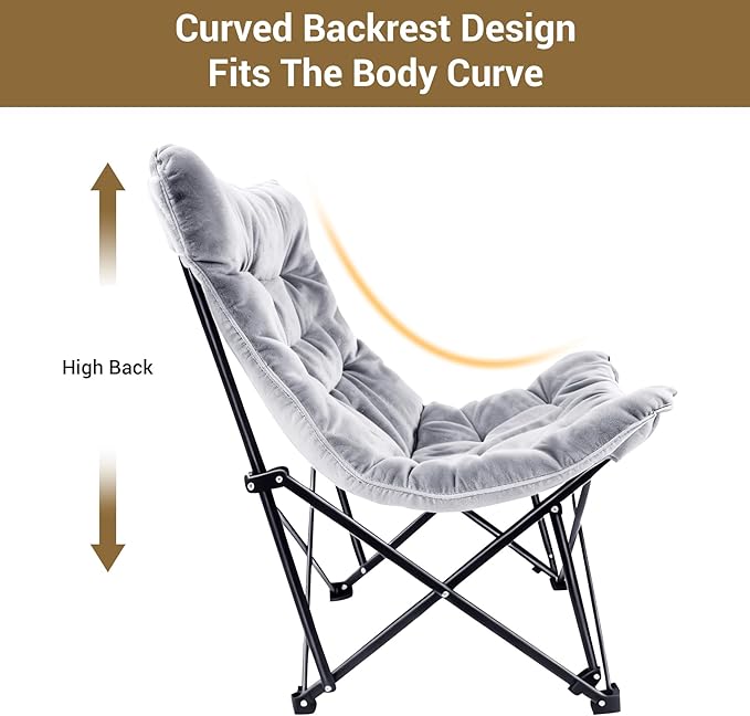 Oversized Padded Camping Chair with High Back Heavy Duty Folding Comfy Chair Butterfly Chair for Adults Lawn Patio Outdoor