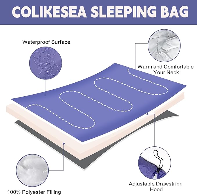 Sleeping Bags for Adults Teens &amp Kids - Use for 3-4 Seasons Warm &amp Cold Weather - LightweightWaterproof Use for Backpacking Hiking and Camping