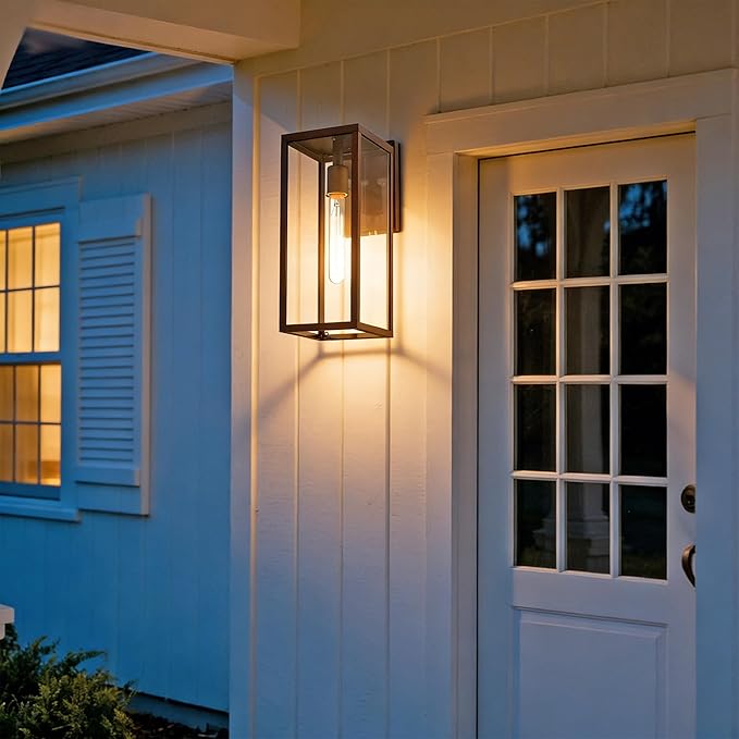 Bestshared Outdoor Wall Sconce LightsExterior Wall Lighting Fixtures with Clear Glass Anti-Rust Modern Black Outside Lantern Lamp for House Front Porch Doorway Patio (Oil Rubbed Bronze 15-1 Pack)