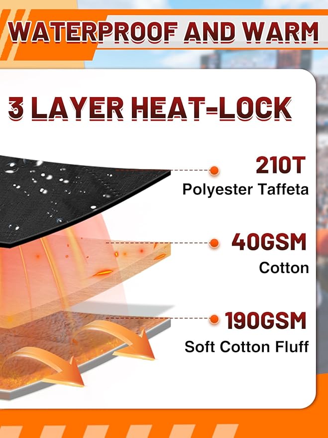 Aulock 55''W x 60''L Warm Outdoor Stadium Blanket Waterproof - Portable &amp Windproof Black Blanket with Sherpa Fleece Lining for Camping Winter Cold Weather