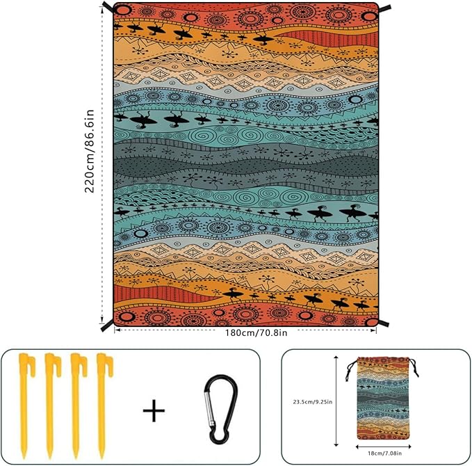 Beach Blanket Waterproof Sandproof Beach Mat Extra Large 86.6‘’×70.8‘’ Portable Foldable Quick Drying Outdoor Picnic Mat Beach Accessories for Travel Camping Hiking