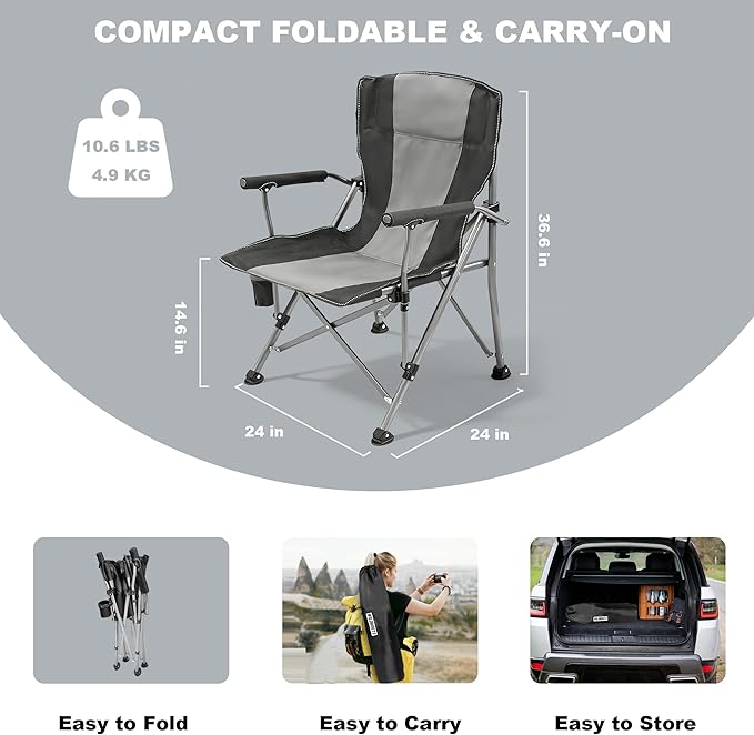 WILDROOTS Heavy Duty Camping Chair Durable Padded Folding Chair