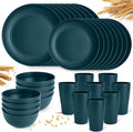 Green Unbreakable Plates and Bowls Sets Microwave and Dishwasher SafeDark Green Dinnerware Sets for 8Christmas Reusable Plastic Dishes Set Lightweight for Kids Elderly Kitchen Adults Camping Outdoor