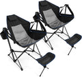 Giantex Outdoor Hammock Camping Chair - Rocking Chair with Removable Footrest Adjustable Backrest Pillow Cup Holder Storage Bag Portable Fishing Chair for Poolside Patio Folding Chair (2 Black)