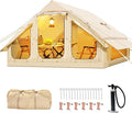 Inflatable Tents for Camping Blow Up Tent with Hand Pump Easy Setup Inflatable Hot Tent with Stove Jack Doors Mesh Windows Waterproof Oxford Air Glamping Tents for Camping 4 Person