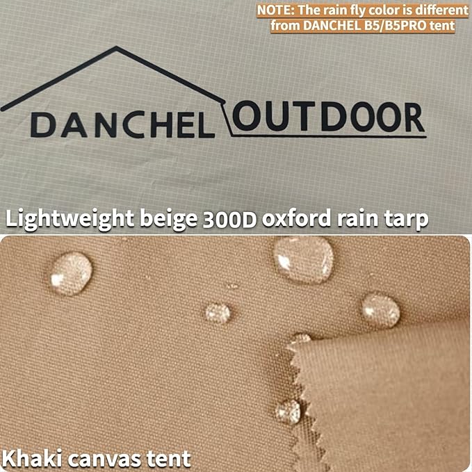 DANCHEL OUTDOOR Waterproof Rain Fly for Bell Tent 4 Season Yurt Tent Rain Cover Protector Tarp with/No Stove Jack Glamping Gears PU5000mm Lightweight 300D Oxford Polyester Beige(13ft/16.4ft/20ft)