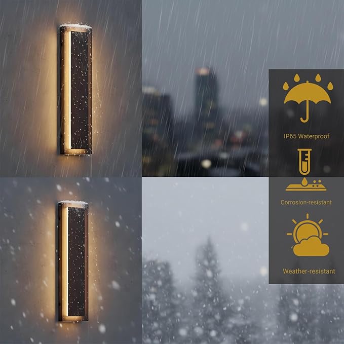 15.7'' LED Wall Lights Black Sconces Set of 2 Exterior Lighting Fixtures Modern Wall Sconces 3000K Warm White Front Porch Light Exterior Wall Light Waterproof Wall Sconce Light for House Patio