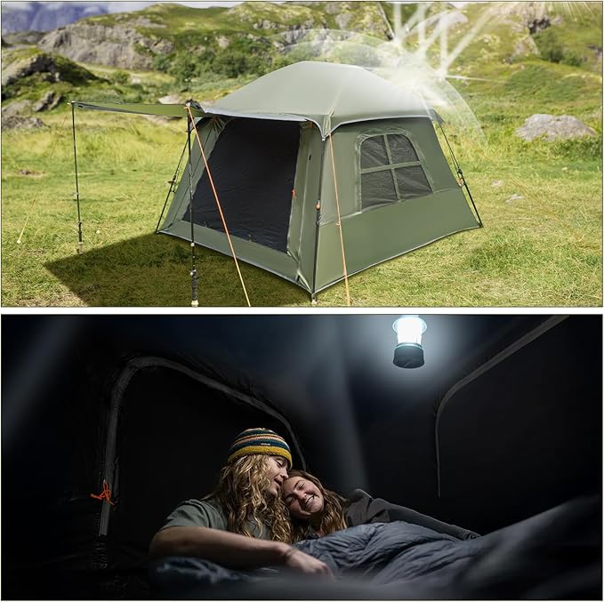 Night Cat Blackout Cabin Tent with High-Back Camping Chair 4 Person Pop Up Camping Tent with Vestibule &amp Rainfly Waterproof Instant Easy Setup Family Tent