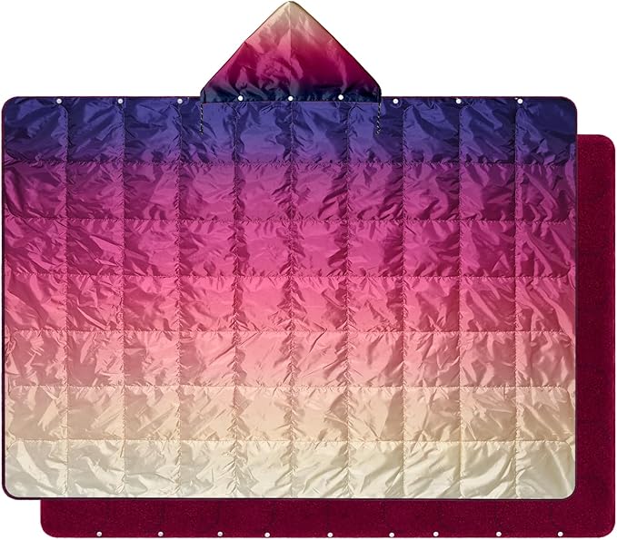 zzlamb Hooded Stadium BlanketWaterproof Outdoor Camping Blanket Polar FleeceWarm Windproof Portable for StadiumSportsPicnicBeachCarPets56x75in Dawn Fade