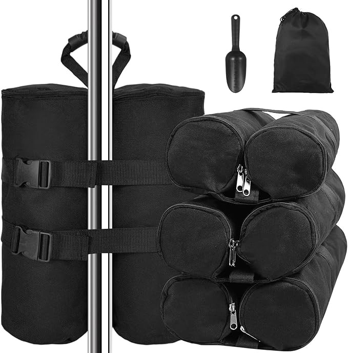 4-Pack Oxford Fabric Canopy Weight Sandbags With Zipper &amp Handle Includes Shovel &amp Storage Bag