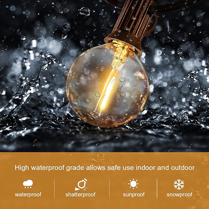 HISTAR 48Ft Patio Lights Outdoor Waterproof 24+2 Edison Bulbs for Garden Porch Backyard Balcony Bistro Cafe Lights Decor