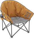ARROWHEAD OUTDOOR Oversized Heavy-Duty Club Folding Camping Chair with Pocket Cup Holder Portable Padded Moon Round Saucer Supports 330lbs Carrying Bag