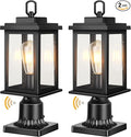 VIANIS Post Lights Outdoor 2 Pack Outdoor Post Lights Dusk to Dawn Black Pole Lights Outdoor with Tempered Glass Post Lantern for Garden Driveway Entryway Anti-Rust (Hardwired Non-Solar)