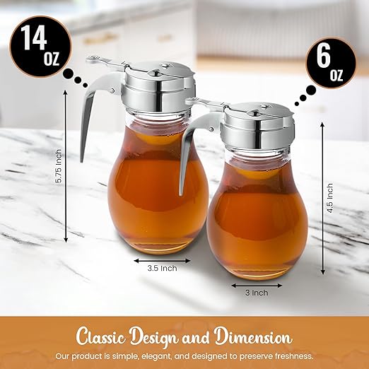 OCS Parts Syrup Dispenser with Lid and Dispensing Thumb Lever | Commercial Grade Liquid Dispensers for Home and Commercial Kitchens (2 6 OZ)