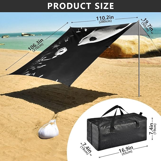 Cute PandaCamping Sun Shelters 9.2 x 10.5 FT Beach Canopy Tent Sun Shade with Carrying Bag for Camping Trips Fishing Backyard Fun or Picnics 21340722