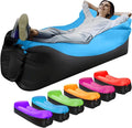 Inflatable Lounger Air Sofa Hammock Inflatable Couch for Camping Perfect for Beach Chair Waterproof Anti-Air Leaking Pouch Couch Air Chair for Outdoor Beach Hiking (Blue)