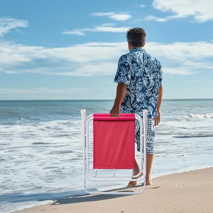 Folding Beach Chair with Umbrella for Adults Lightweight Camping Chair with Canopy for Fishing Travel Picnic Outdoor Activities Portable Beach Arm Chair (Pink)