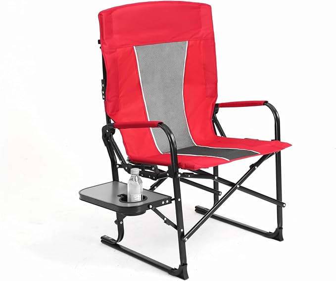 Camping Directors Chair Heavy DutyOversized Portable Folding Chair with Side Table Pocket for Beach FishingTripPicnicLawn Red