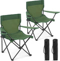 Folding Camping Chairs 2 Pack for Adults 300LBS Capacity Foldable Portable Lawn Chairs with Carry Bag Compact Design for Camp Beach Picnics and Outdoor (Green)