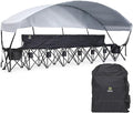 Nice C Portable Folding Bench with Canopy Soccer Team Bench with Sun Shade 6 Seat Fabric Outdoor Sports Chair for Adults with Cooler &amp Cup Holder for Football Basketball Camp Events (Black)