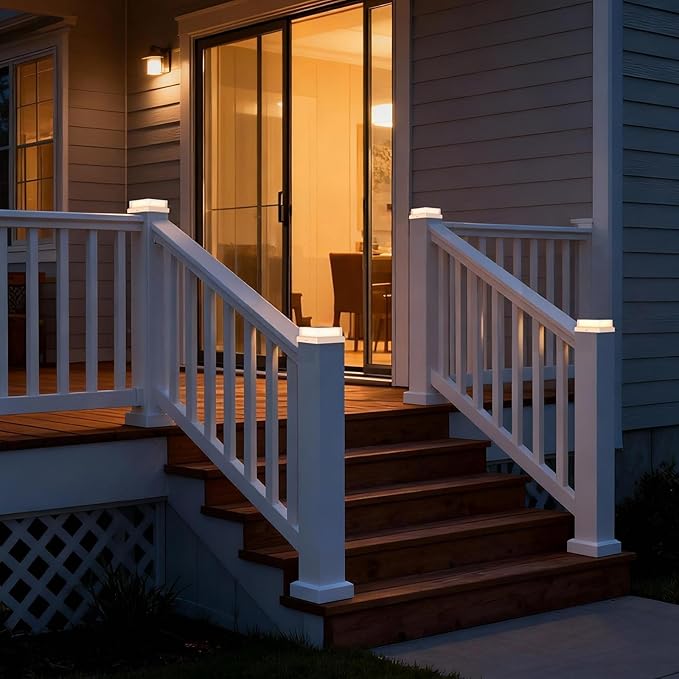 4x4 Solar Post Cap Lights 12pack Fence Post Solar Lights Outdoor Waterproof with Warm White LightingWhite Waterproof Cap Post Lights fit 3.5x3.5/4x4 Wooden/Vinyl Posts
