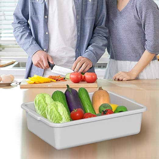 4-Pack 15 L Commercial Bus Tubs Restaurant Dish Bins Food Service Bus Tote Box Gray