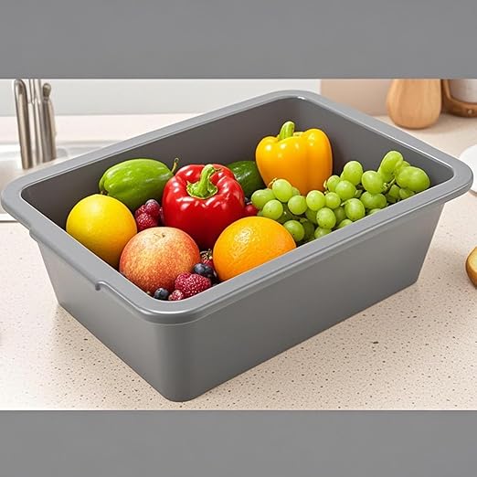 ZOENHOU 4 Pack 13 L Bus Tubs Plastic Bus Box Gray Tubs Commercial Bus Box Wash Basin Tote Boxs for Pantry Washing Dishes 5 Inch Deep